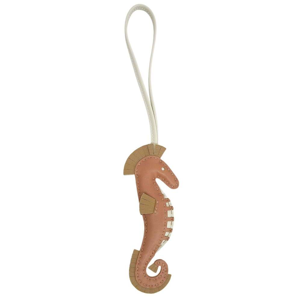 HERMES Ipo Seahorse Agneau Milo Gold Craie Craft Bag Charm, B Stamp, with Box... - Picture 3 of 8